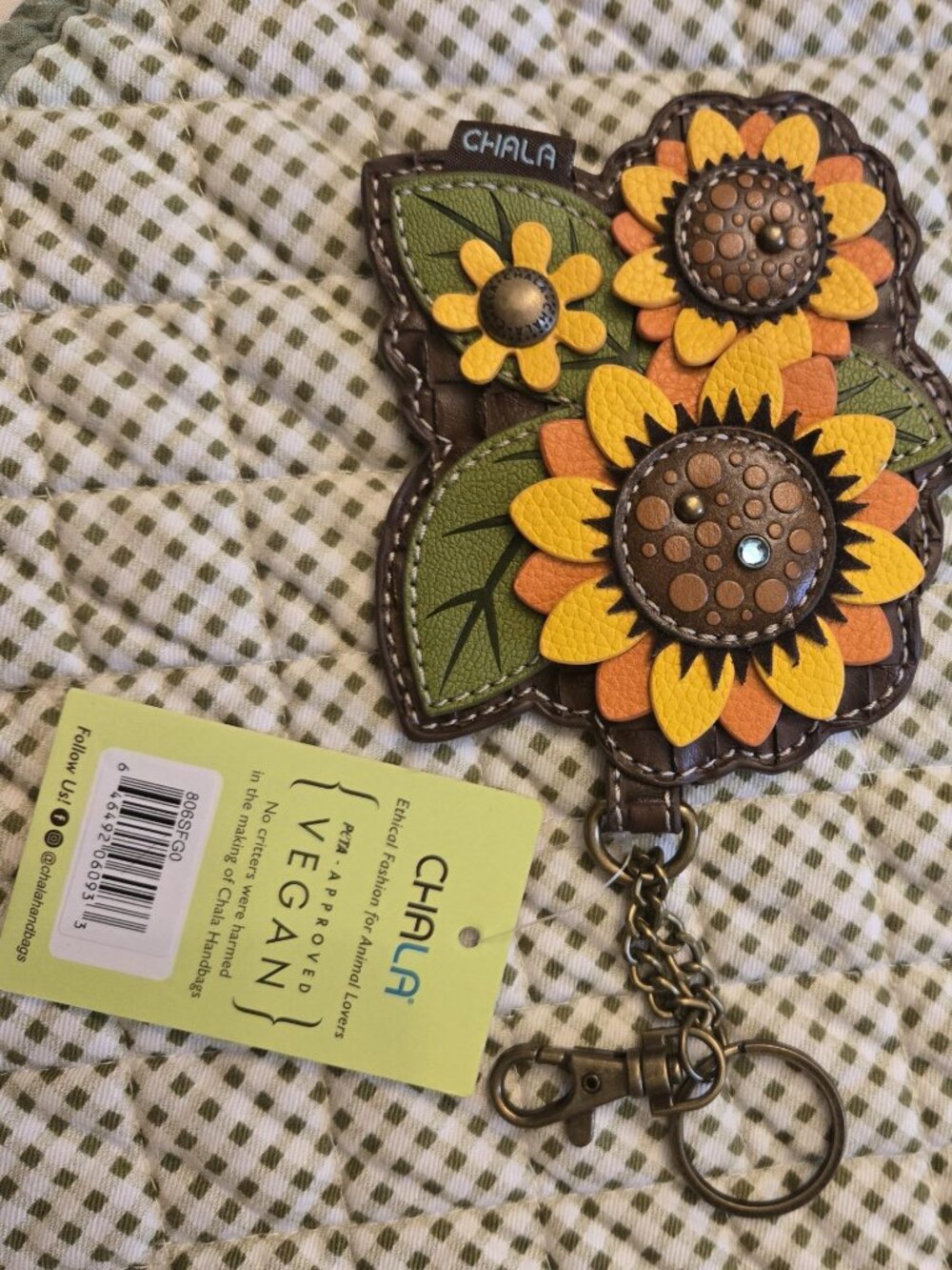 Chala Keychain Key Fob Coin Purse Sunflowers NEW